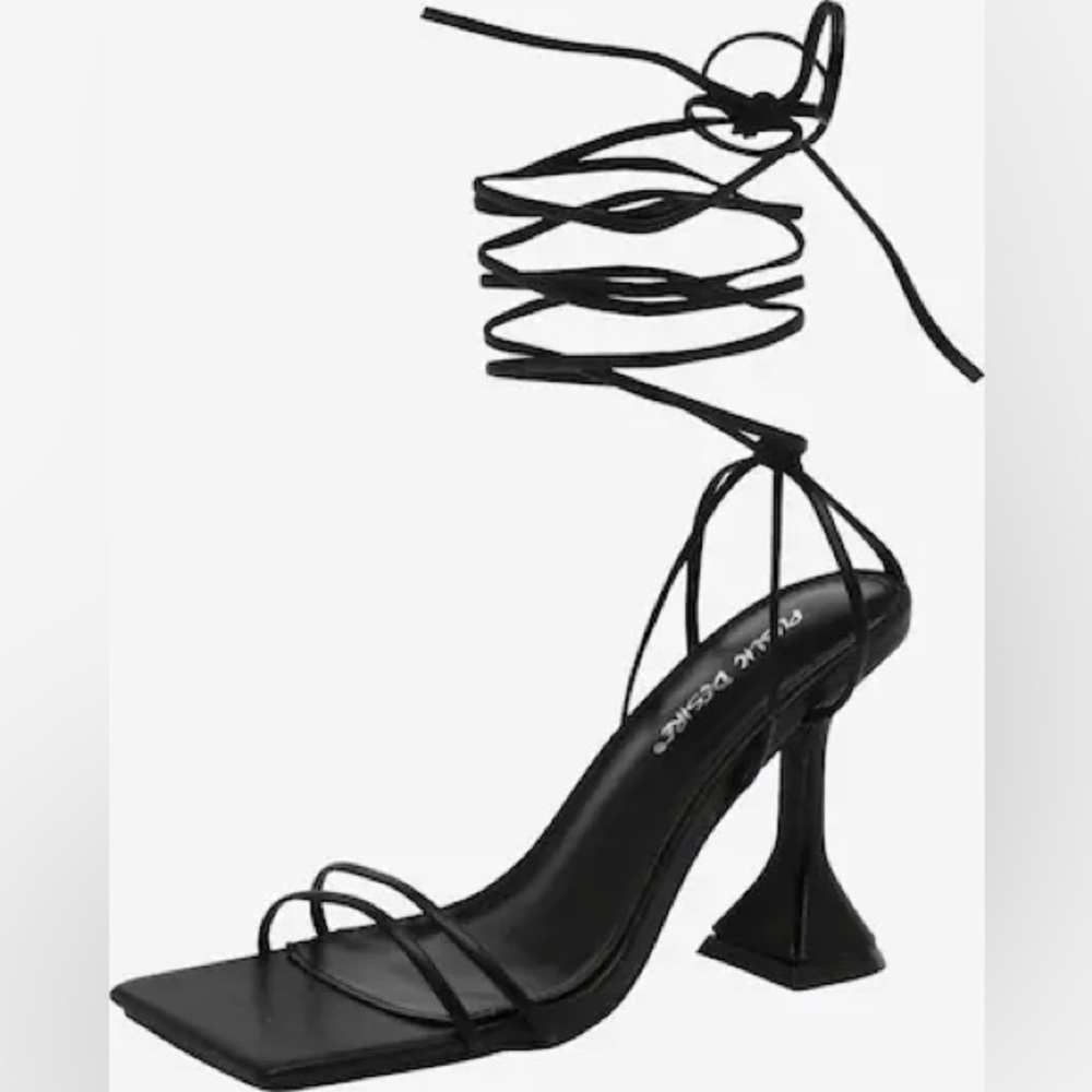NEW Dolls Kill Public Desire Square Toe Lace Up Heels Women's size 7